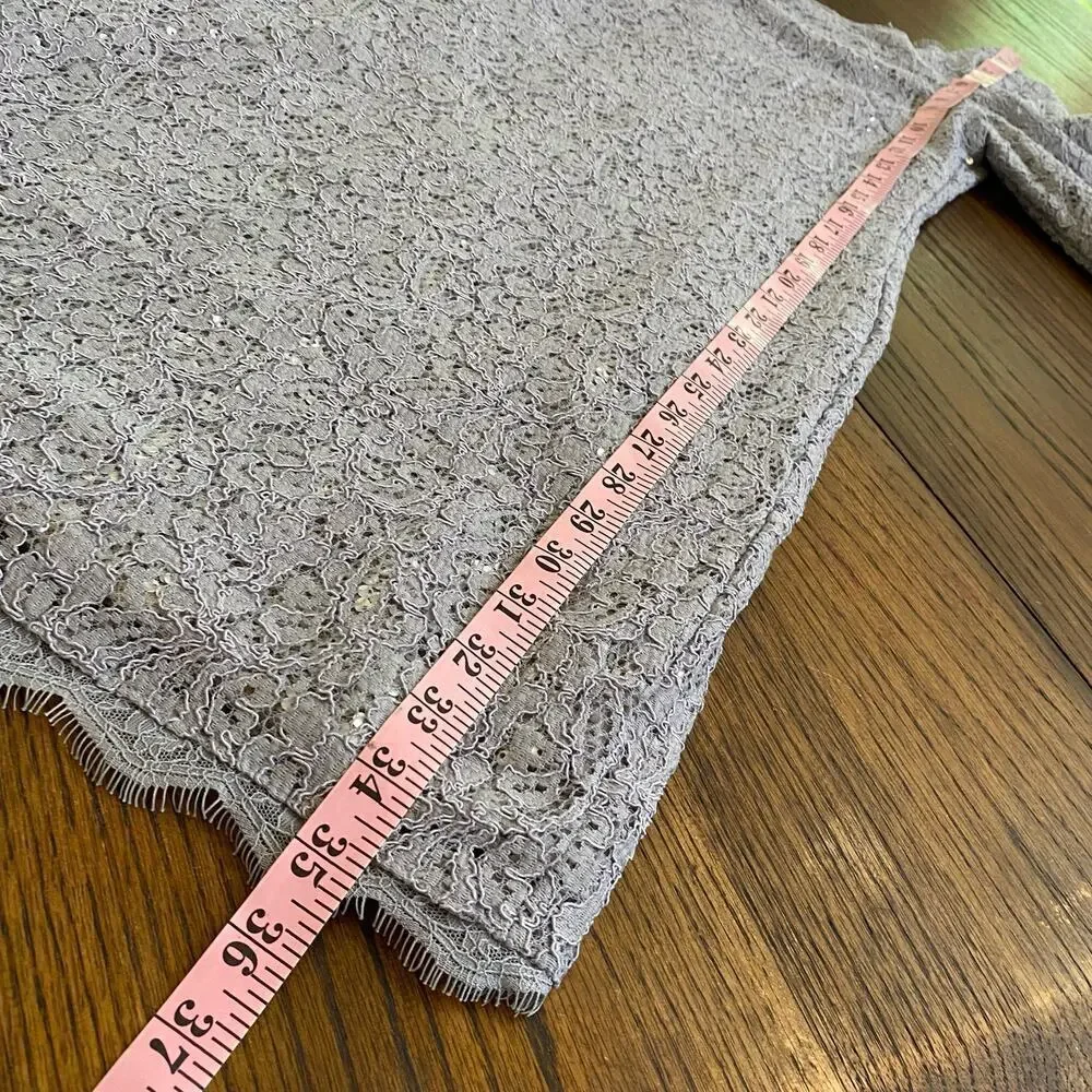 Adrianna Papell 41915770 Lace Short Dress Women's sz 8 Silver Gray Cocktail Prom - Picture 11 of 16